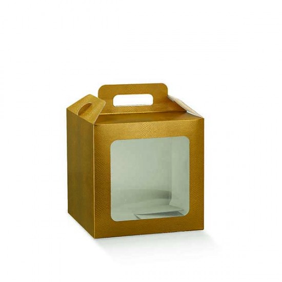 Κουτί για πανετόν χρυσό με παράθυρο 21x21x21εκ.