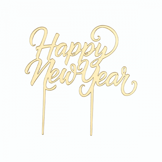 Cake topper "Happy new year" χρυσό