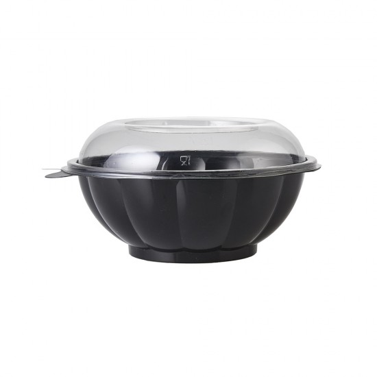 Μπολ σαλάτας μαύρο pet με καπάκι 1000ml