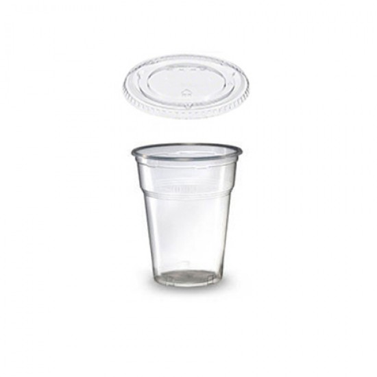 Ποτήρι pet 12oz με ίσιο κλειστό καπάκι 50τεμ.