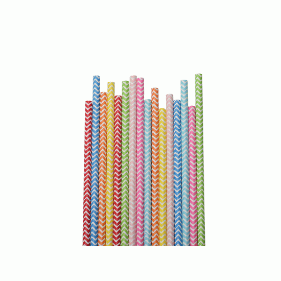 Καλαμάκια xάρτινα chevron 8 χρωμ. 24τεμ.